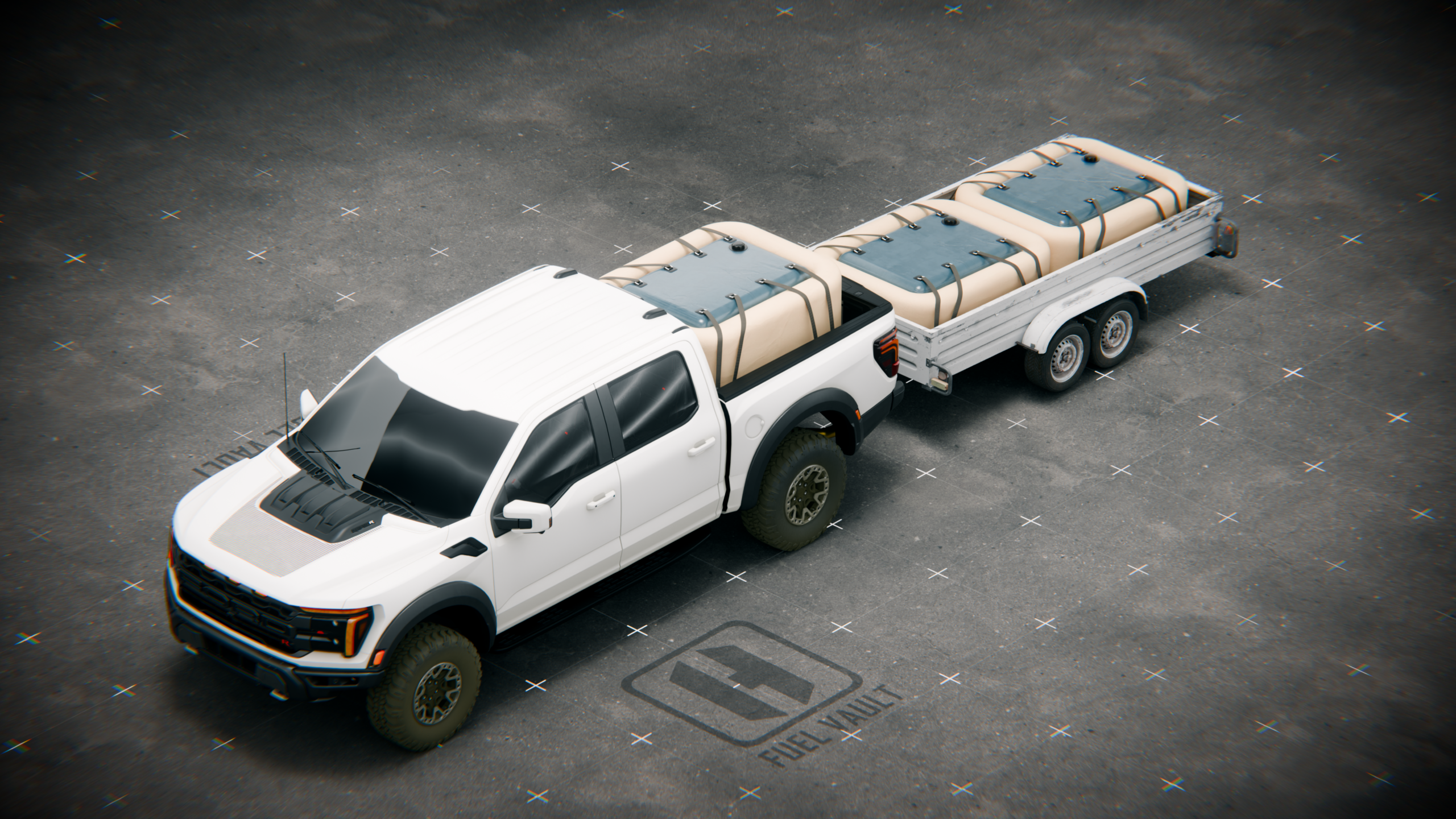 Hardline FuelVault_F150_DoubleTrailer_Unpacked_Angle_1