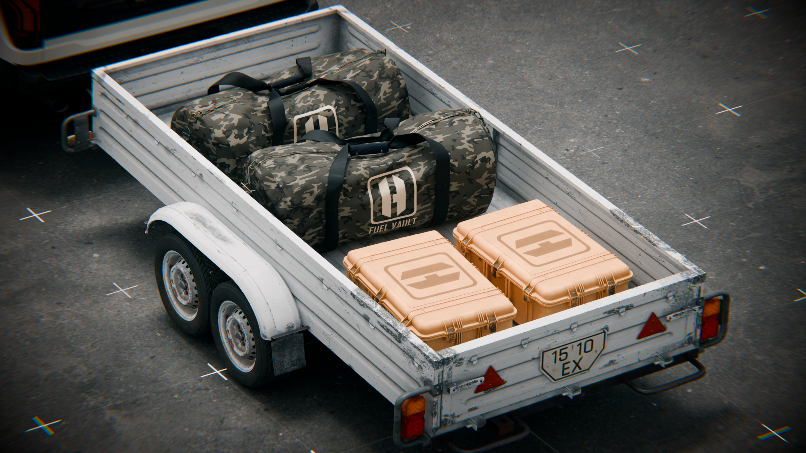 Hardline FuelVault_F150_DoubleTrailer_packed_Angle_7